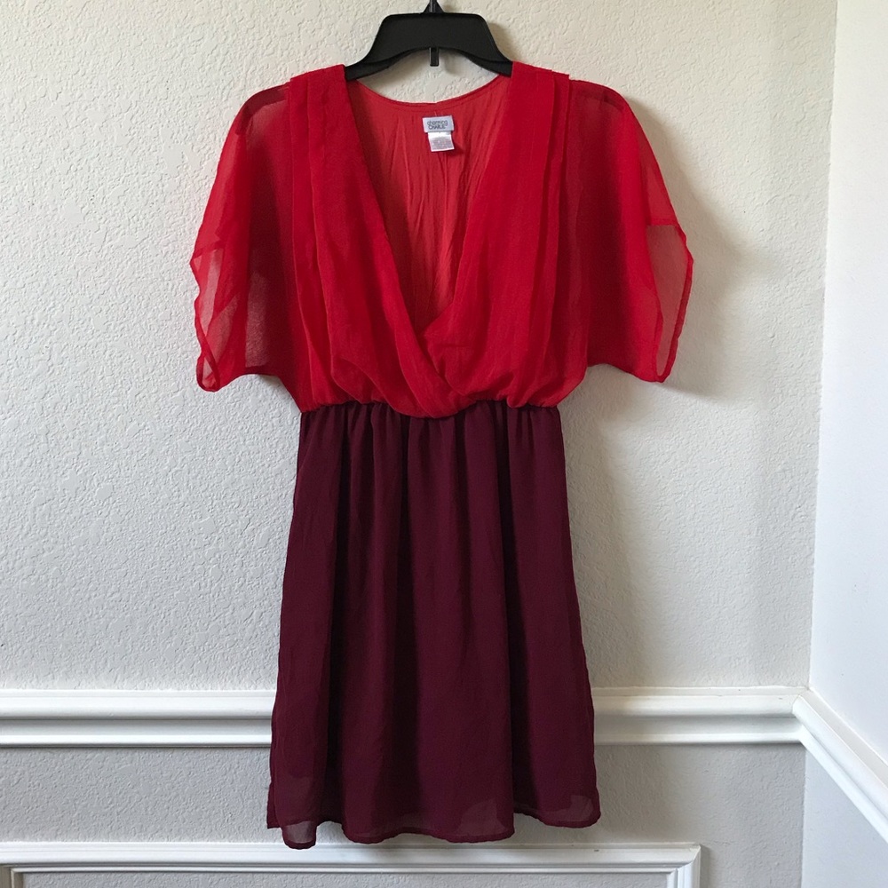 Charming Charlie Batwing Sleeve Plunge Vneck Dress Size Small